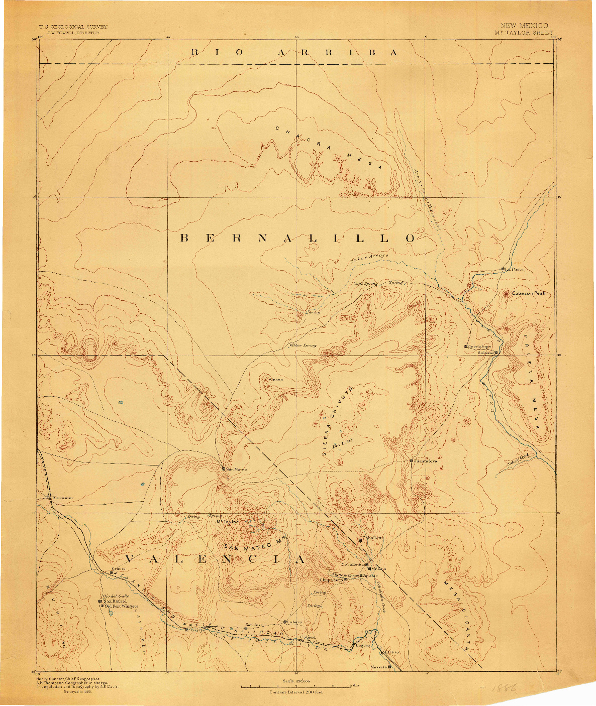 USGS 1:250000-SCALE QUADRANGLE FOR MT. TAYLOR, NM 1883