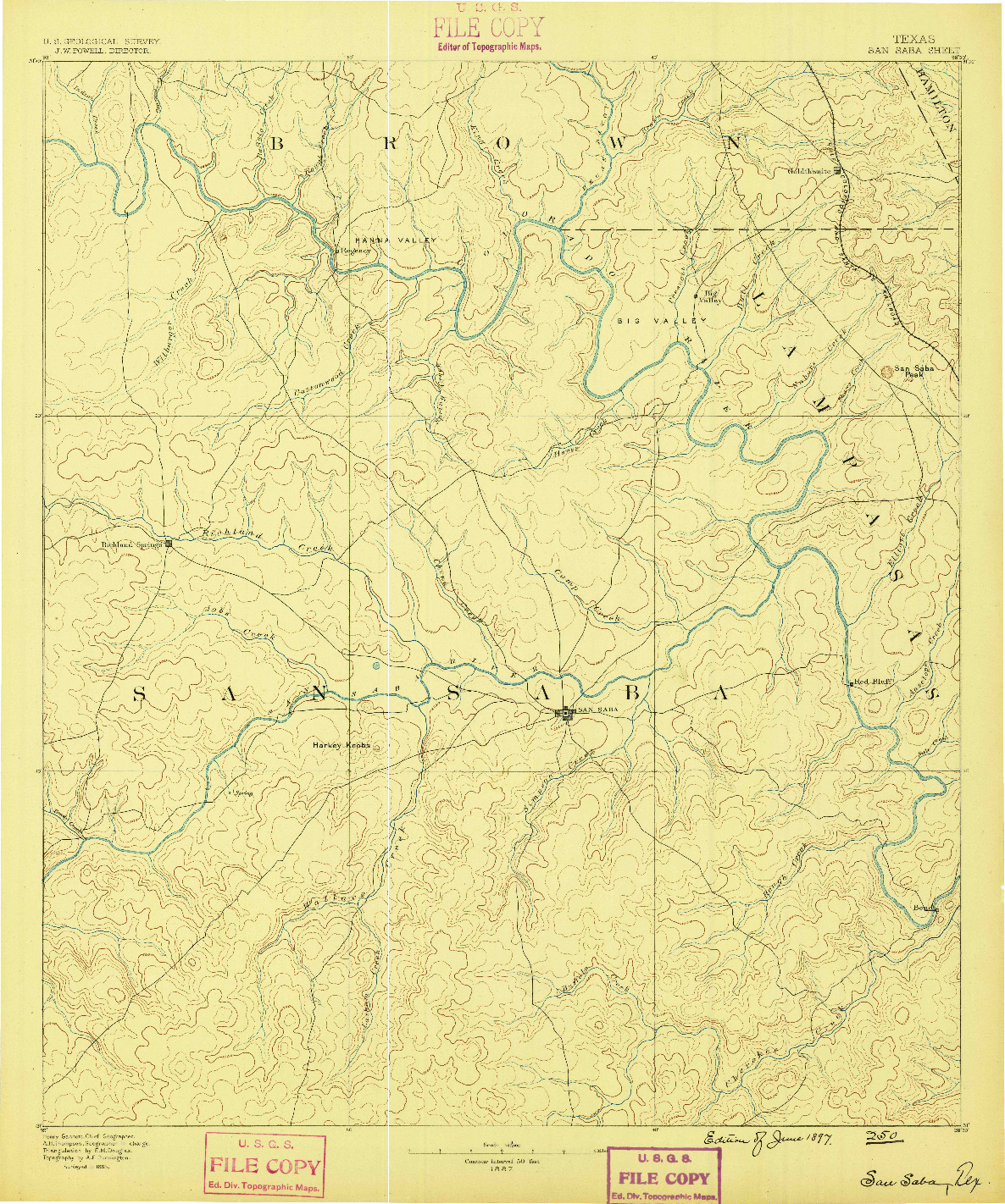 USGS 1:125000-SCALE QUADRANGLE FOR SAN SABA, TX 1885