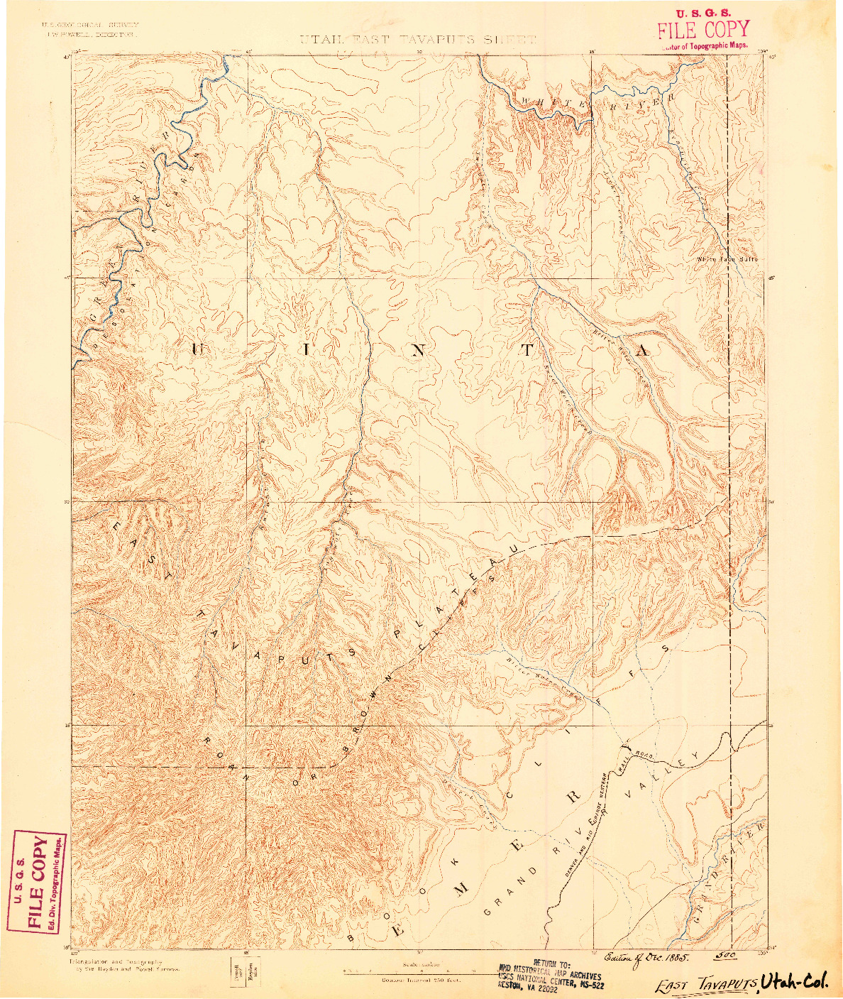 USGS 1:250000-SCALE QUADRANGLE FOR EAST TAVAPUTS, UT 1885