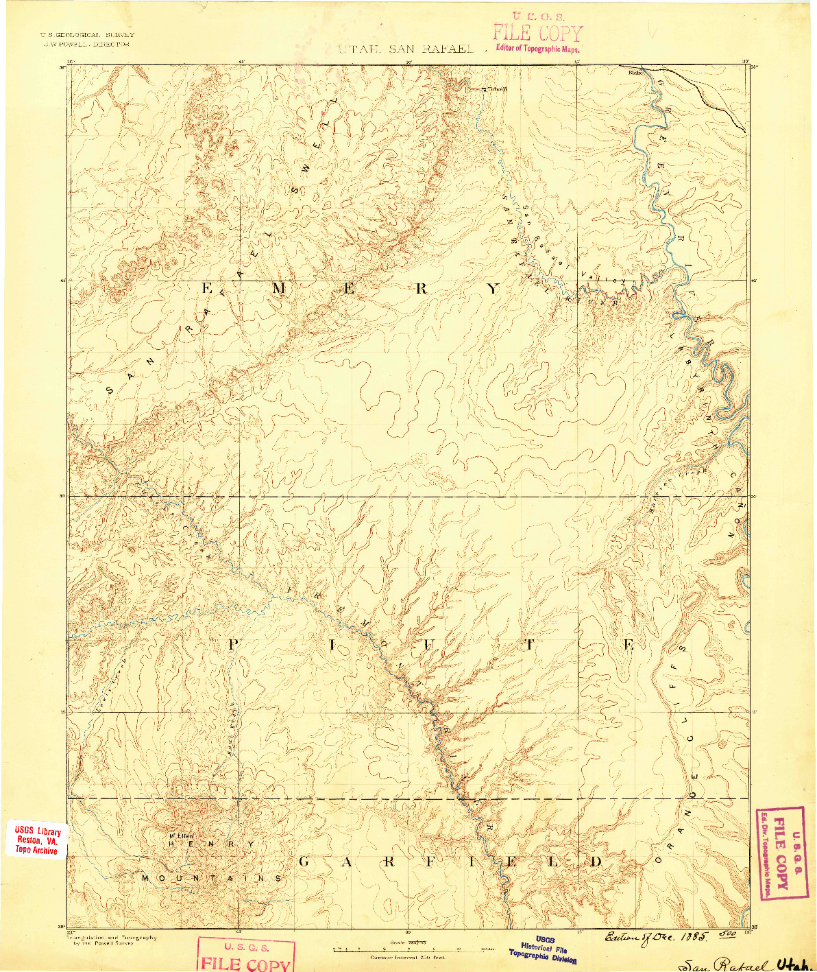 USGS 1:250000-SCALE QUADRANGLE FOR SAN RAFAEL, UT 1885