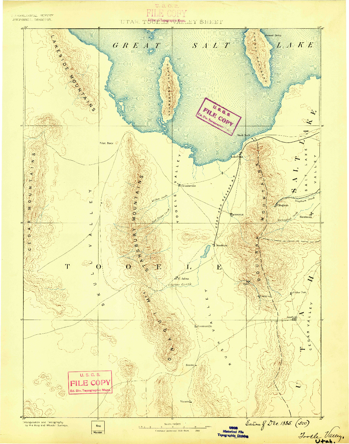 USGS 1:250000-SCALE QUADRANGLE FOR TOOELE VALLEY, UT 1885