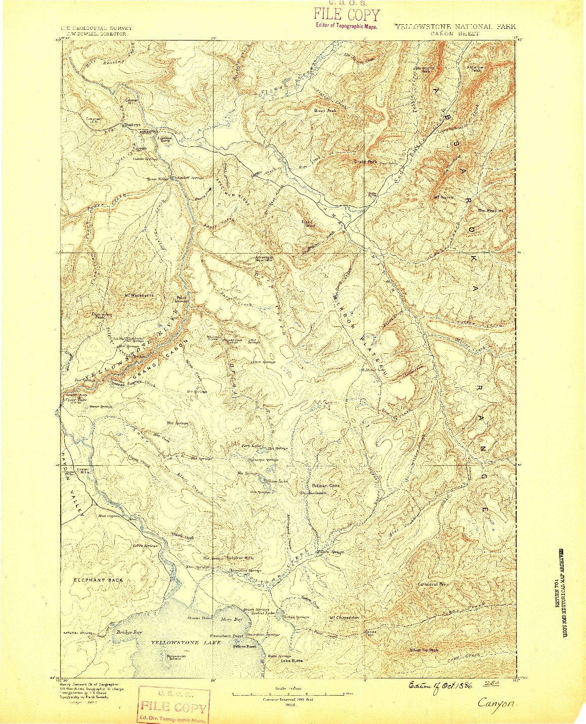 USGS 1:125000-SCALE QUADRANGLE FOR CANYON, WY 1886