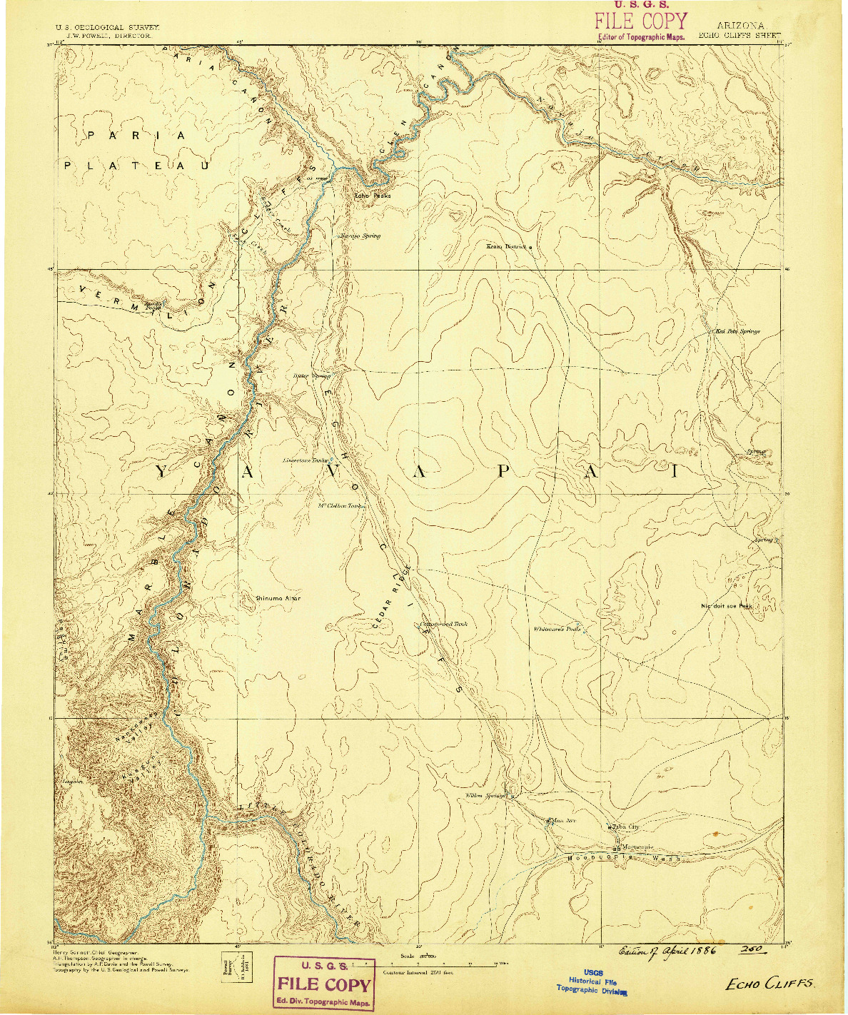 USGS 1:250000-SCALE QUADRANGLE FOR ECHO CLIFFS, AZ 1886