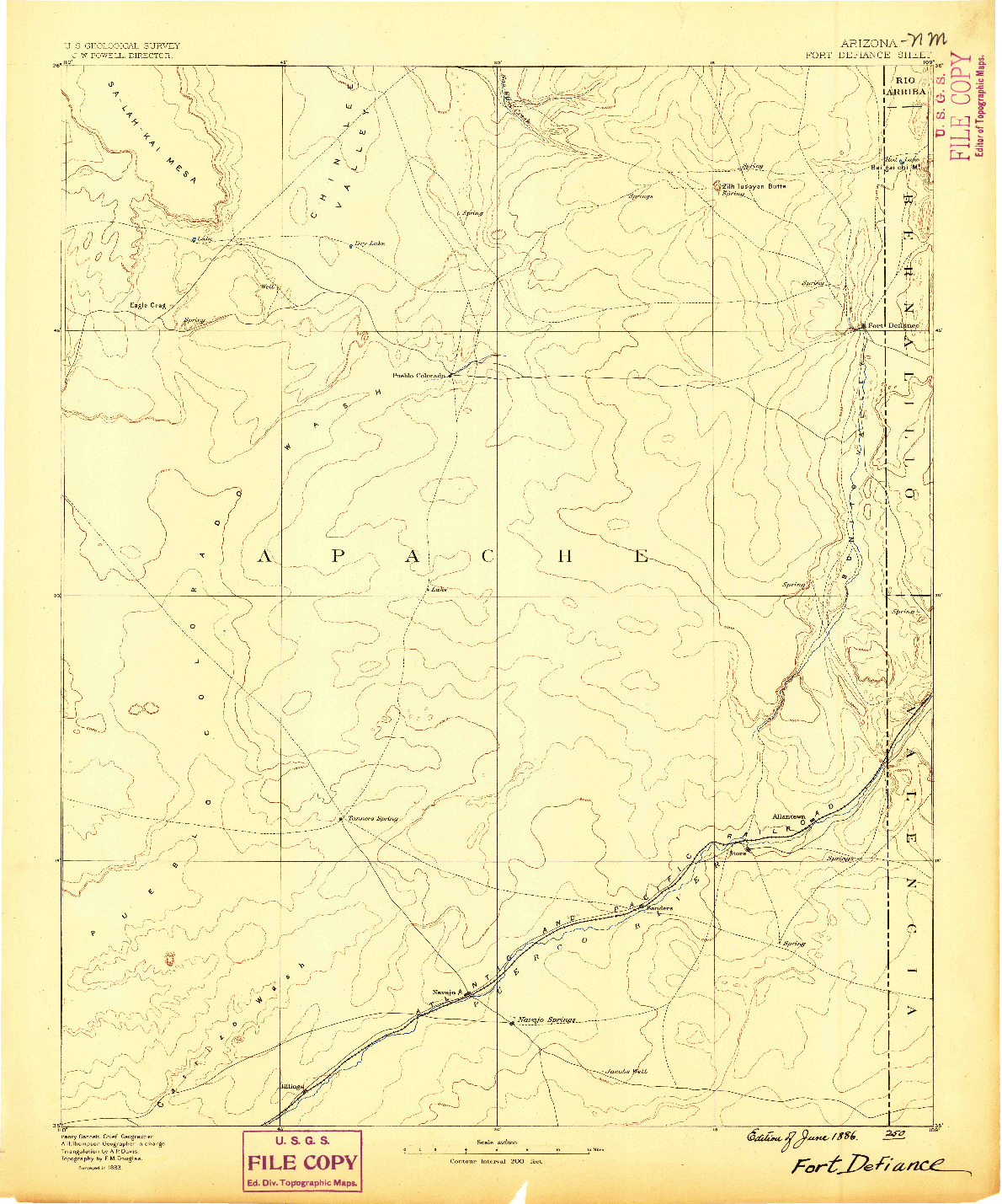 USGS 1:250000-SCALE QUADRANGLE FOR FORT DEFIANCE, AZ 1886