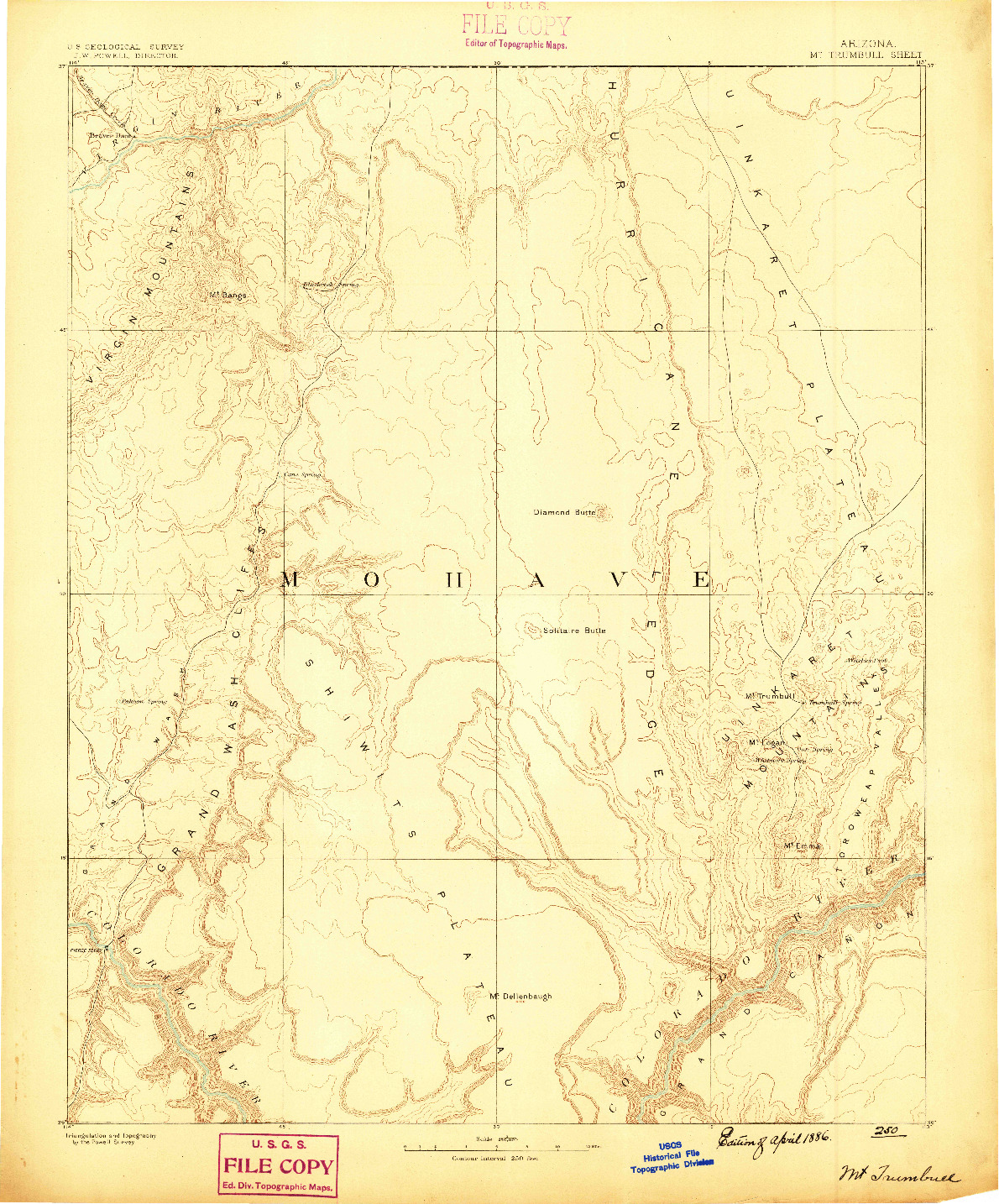 USGS 1:250000-SCALE QUADRANGLE FOR MT. TRUMBULL, AZ 1886
