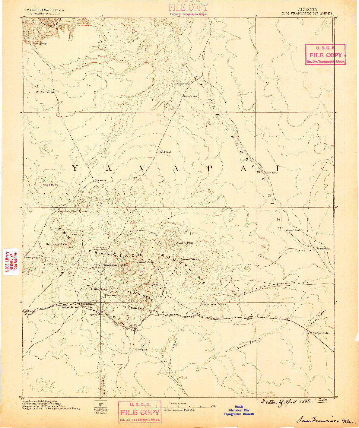 USGS 1:250000-SCALE QUADRANGLE FOR SAN FRANCISCO MTNS, AZ 1886