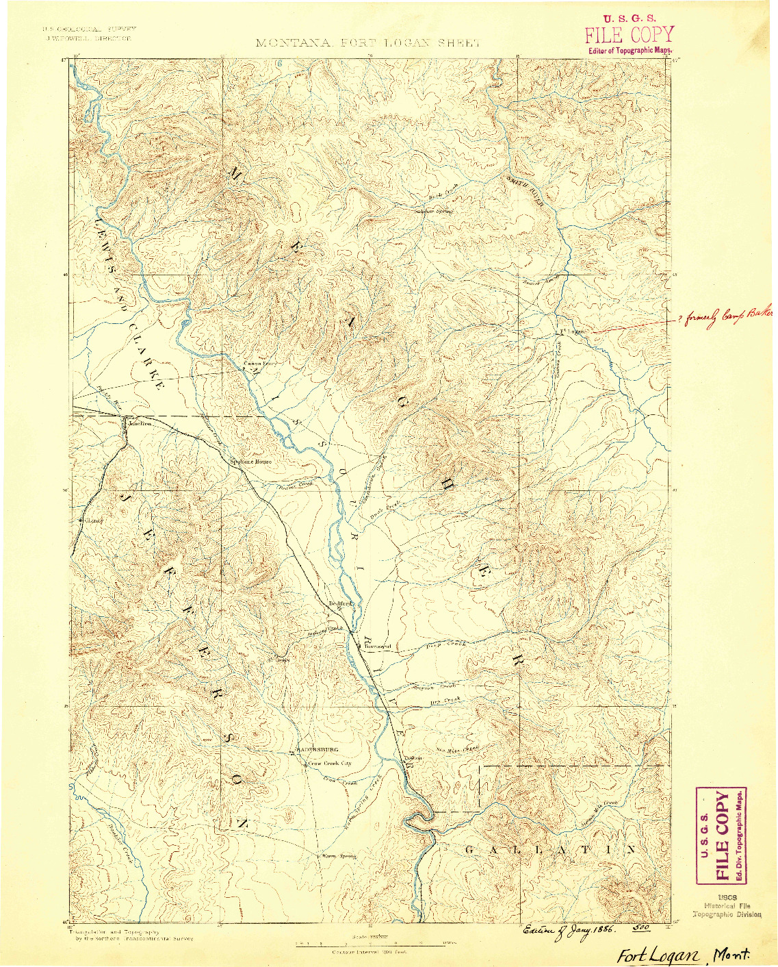 USGS 1:250000-SCALE QUADRANGLE FOR FORT LOGAN, MT 1886
