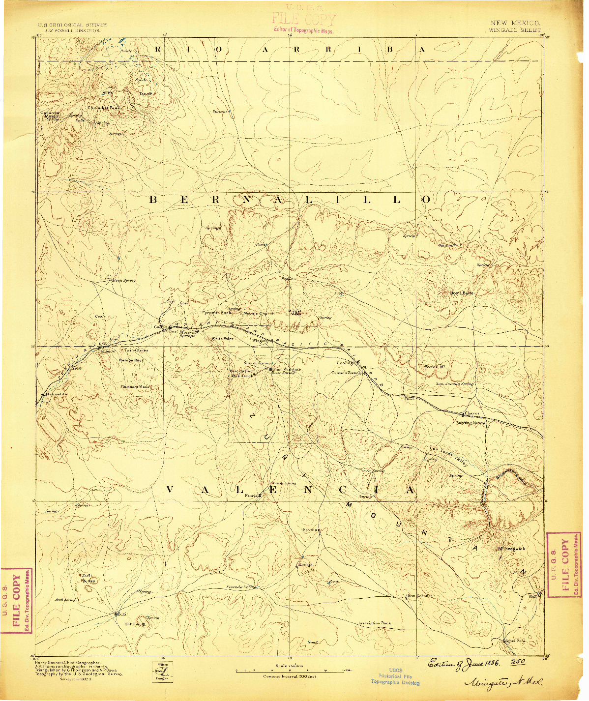USGS 1:250000-SCALE QUADRANGLE FOR WINGATE, NM 1886