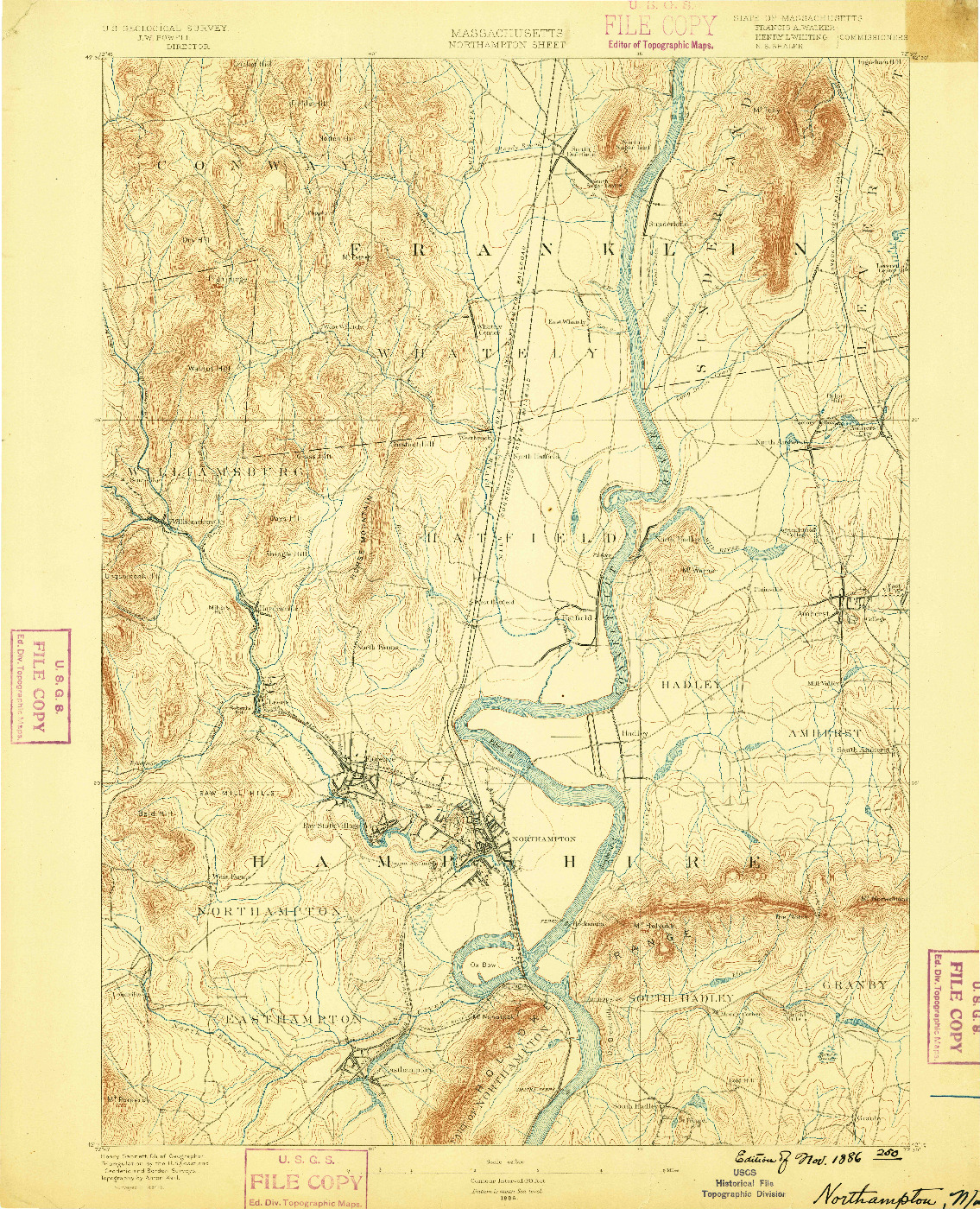 USGS 1:62500-SCALE QUADRANGLE FOR NORTHAMPTON, MA 1886