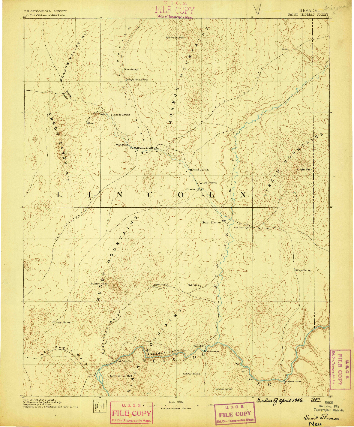 USGS 1:250000-SCALE QUADRANGLE FOR SAINT THOMAS, NV 1886