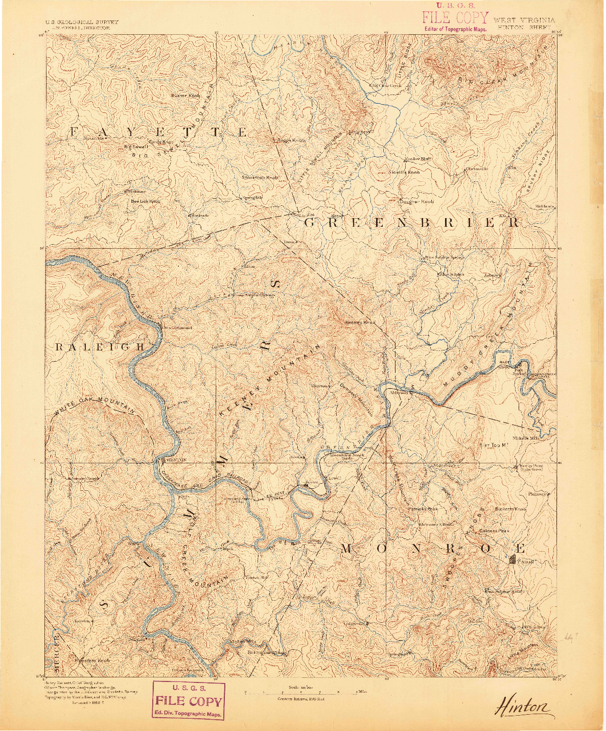 USGS 1:125000-SCALE QUADRANGLE FOR HINTON, WV 1887