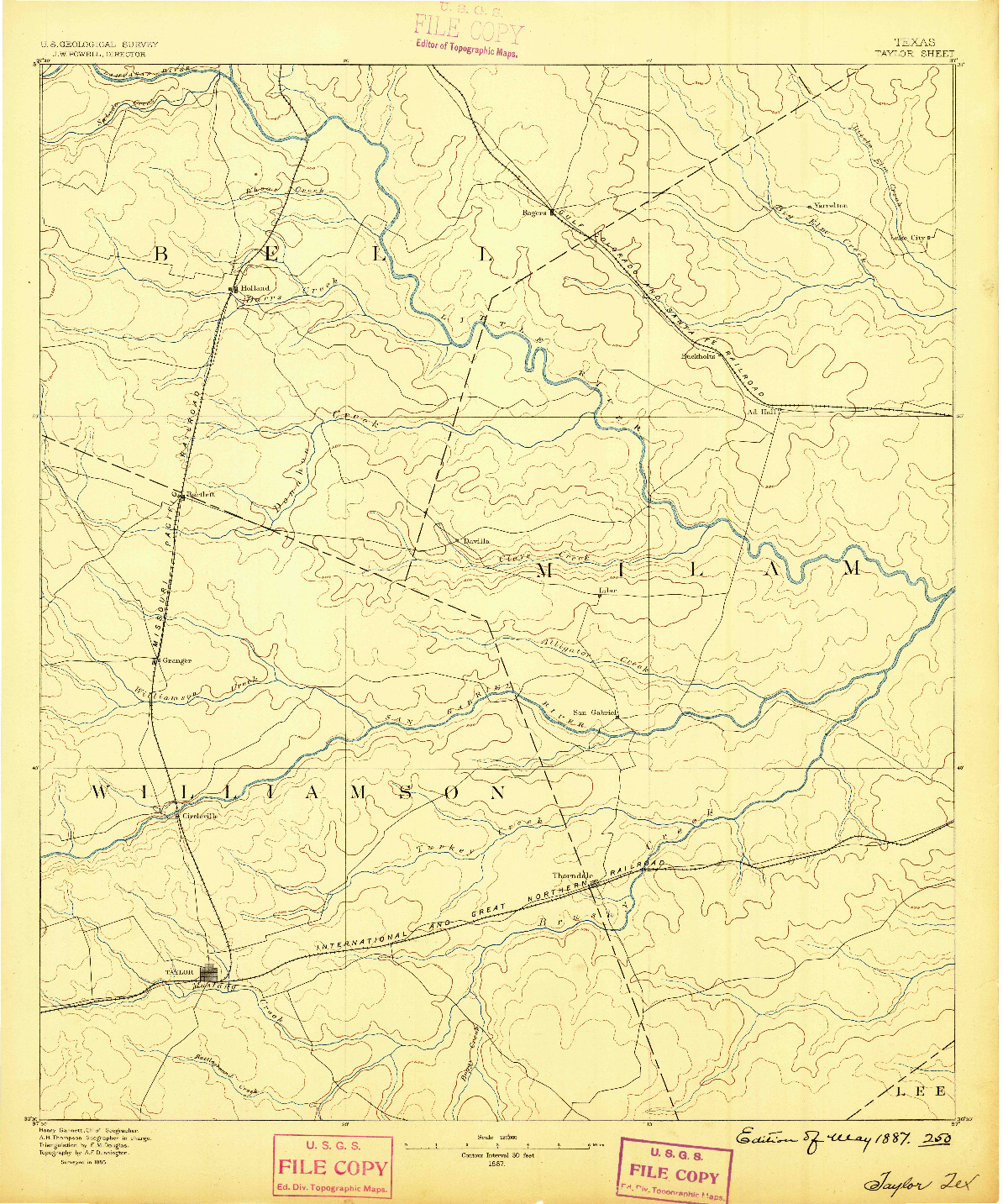 USGS 1:125000-SCALE QUADRANGLE FOR TAYLOR, TX 1887