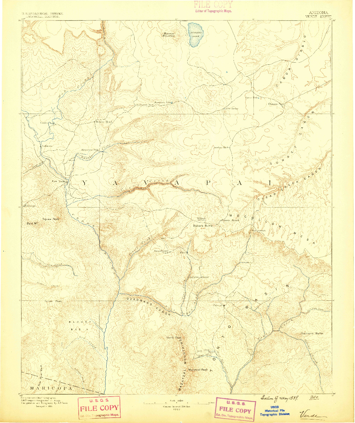 USGS 1:250000-SCALE QUADRANGLE FOR VERDE, AZ 1887