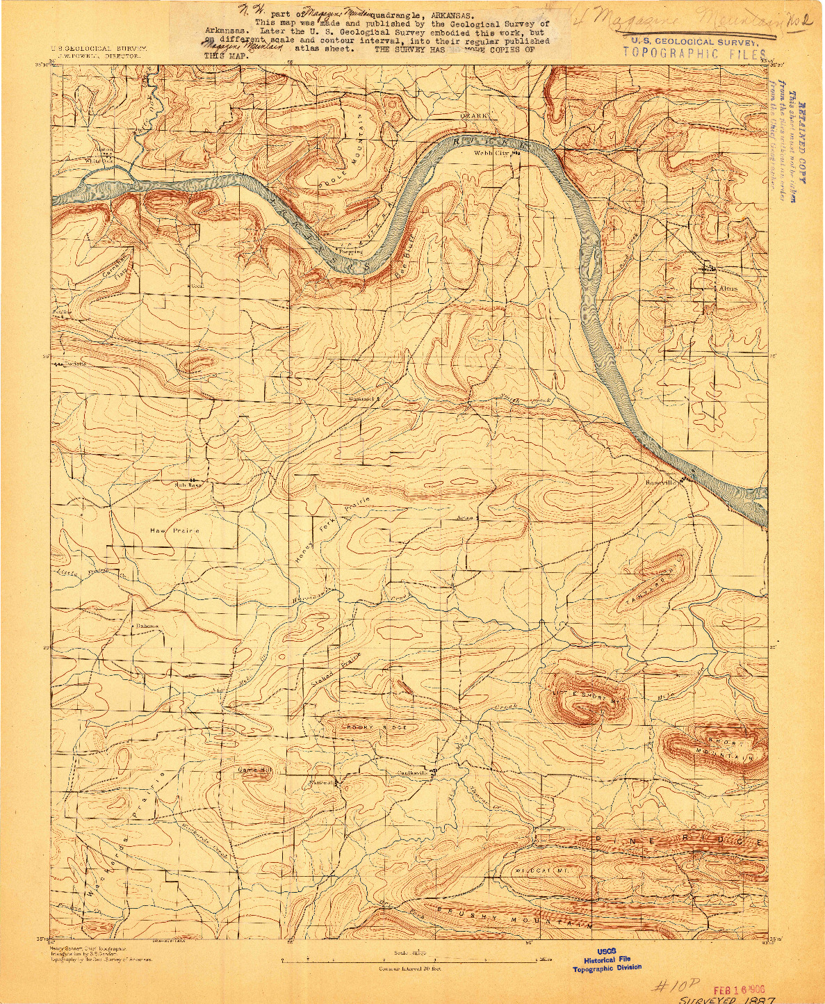 USGS 1:62500-SCALE QUADRANGLE FOR MAGAZINE MOUNTAIN #2, AR 1887