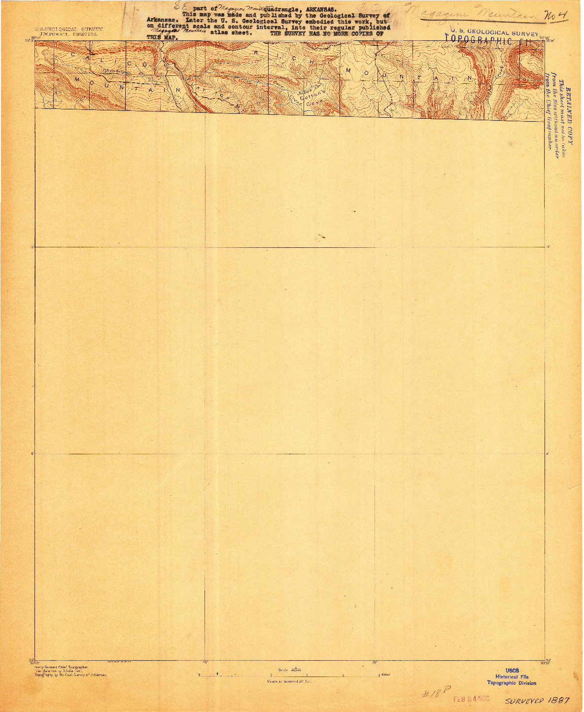 USGS 1:62500-SCALE QUADRANGLE FOR MAGAZINE MOUNTAIN #4, AR 1887