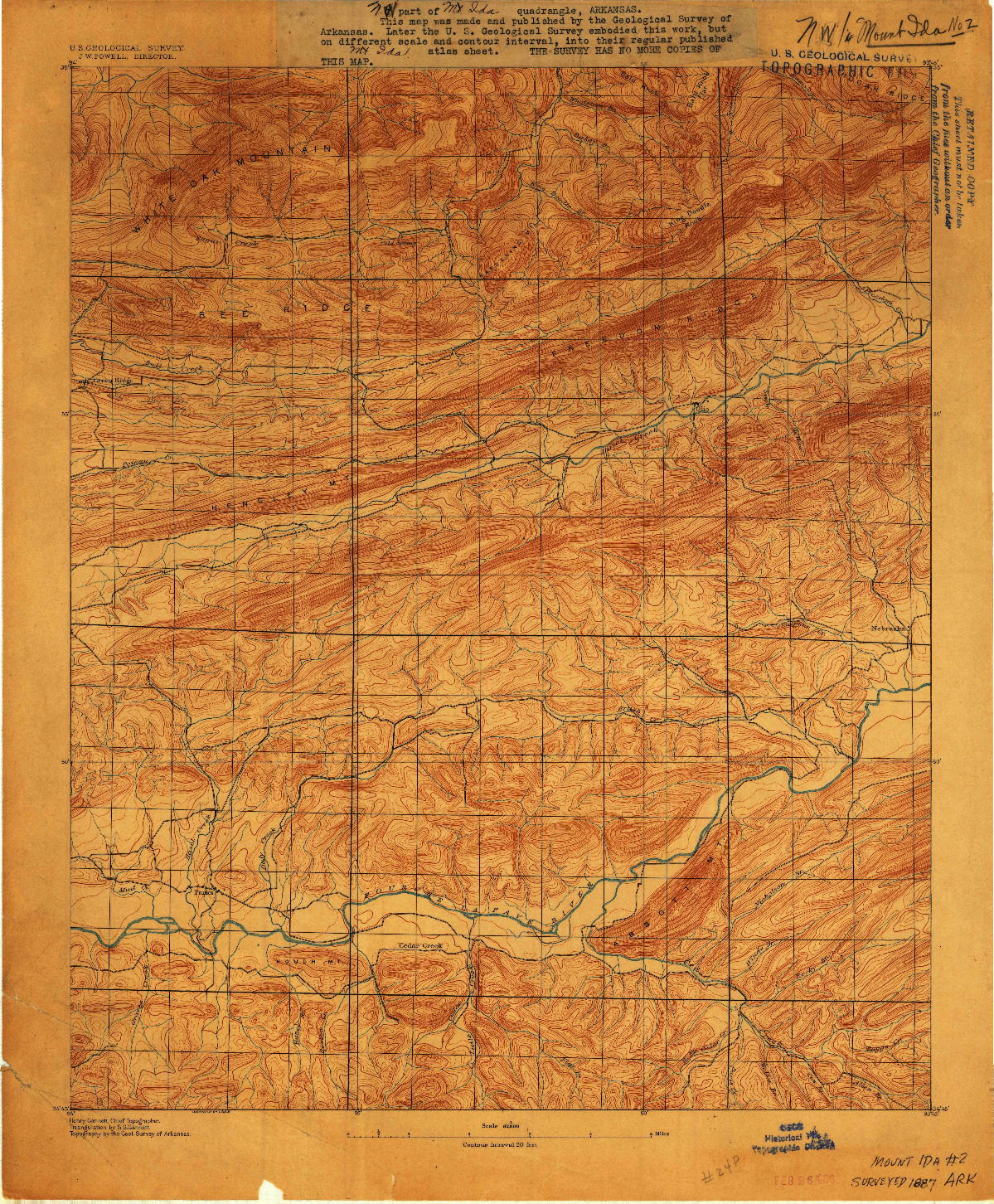USGS 1:62500-SCALE QUADRANGLE FOR MOUNT IDA #2, AR 1887
