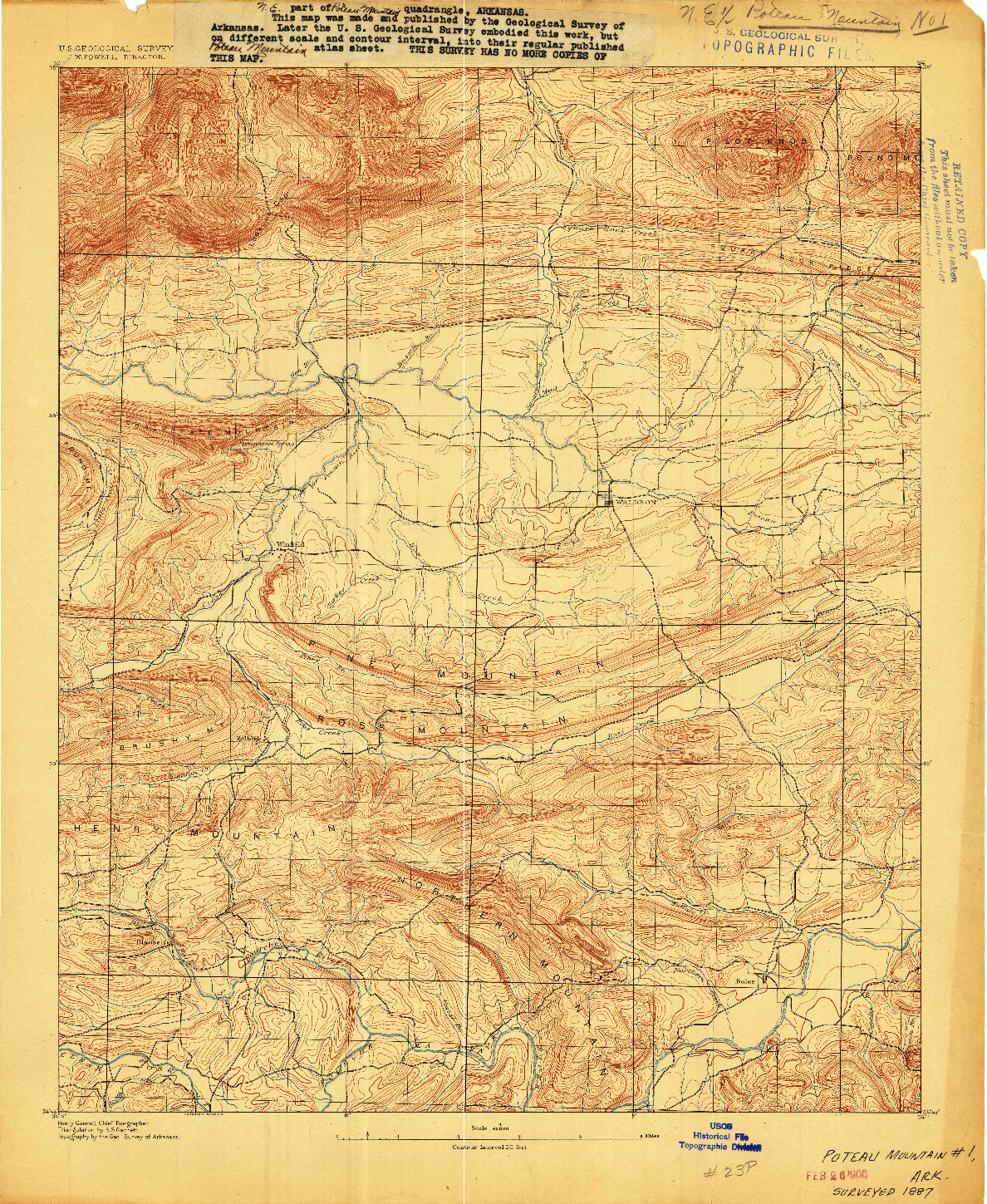 USGS 1:62500-SCALE QUADRANGLE FOR POTEAU MOUNTAIN #1, AR 1887