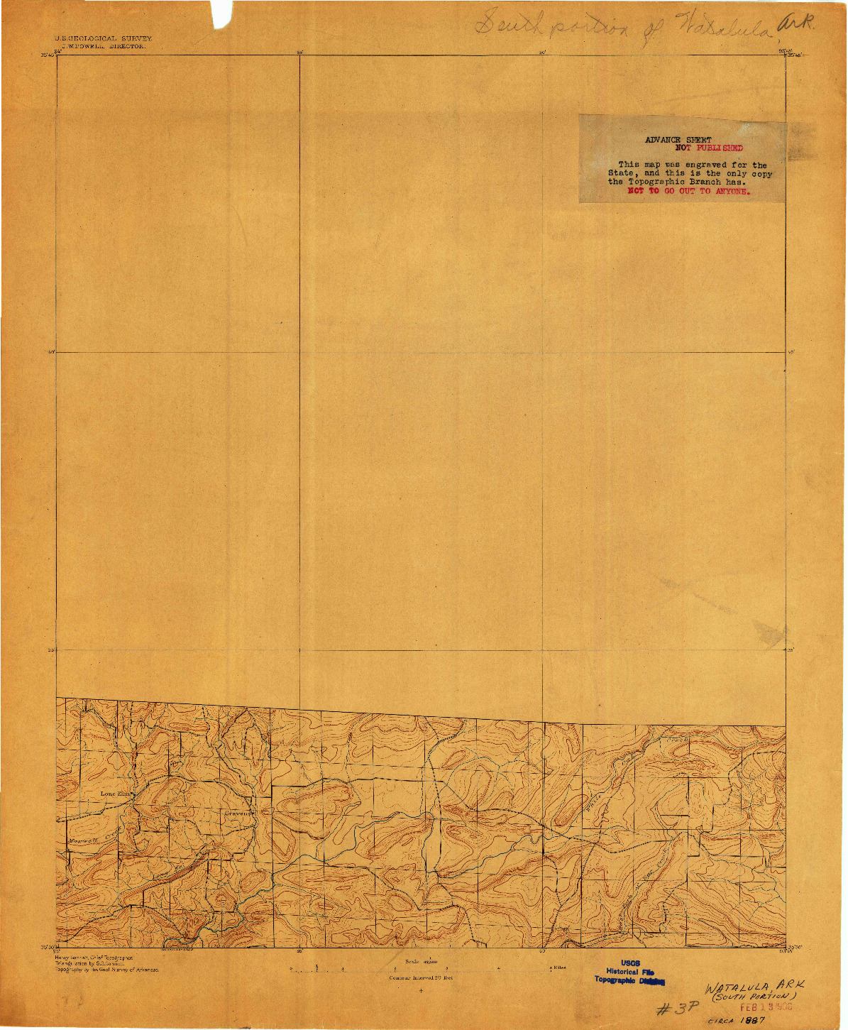 USGS 1:62500-SCALE QUADRANGLE FOR WATALULA, AR 1887