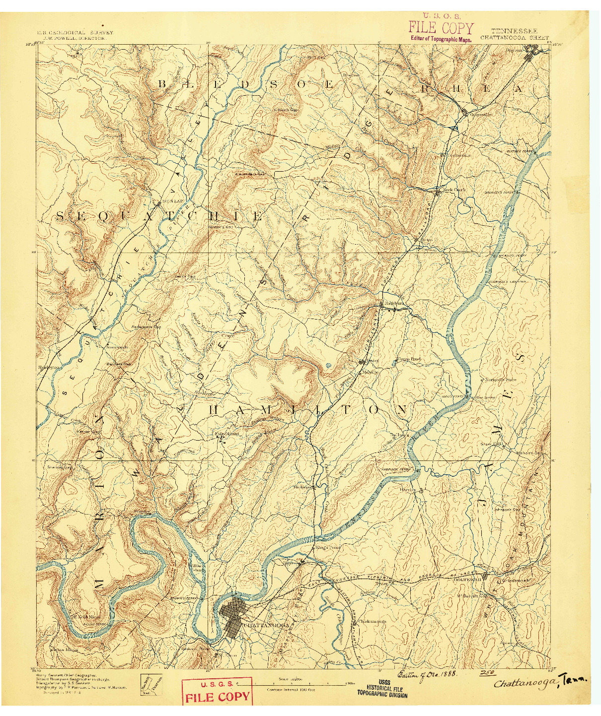 USGS 1:125000-SCALE QUADRANGLE FOR CHATTANOOGA, TN 1888