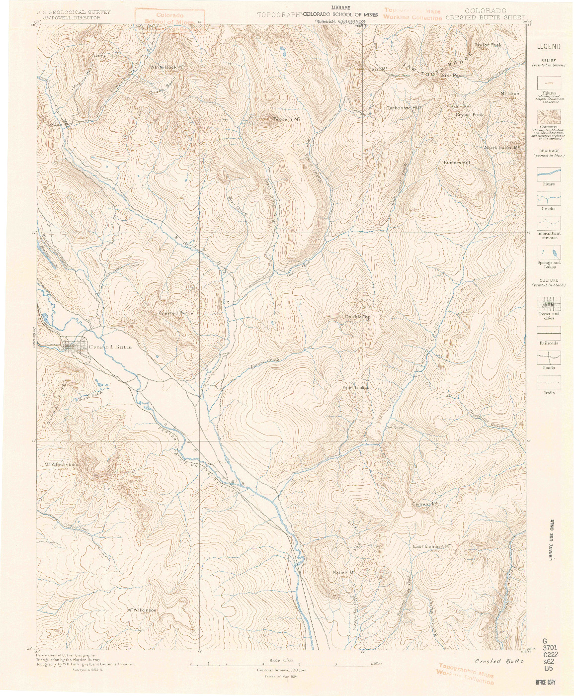 USGS 1:62500-SCALE QUADRANGLE FOR CRESTED BUTTE, CO 1888
