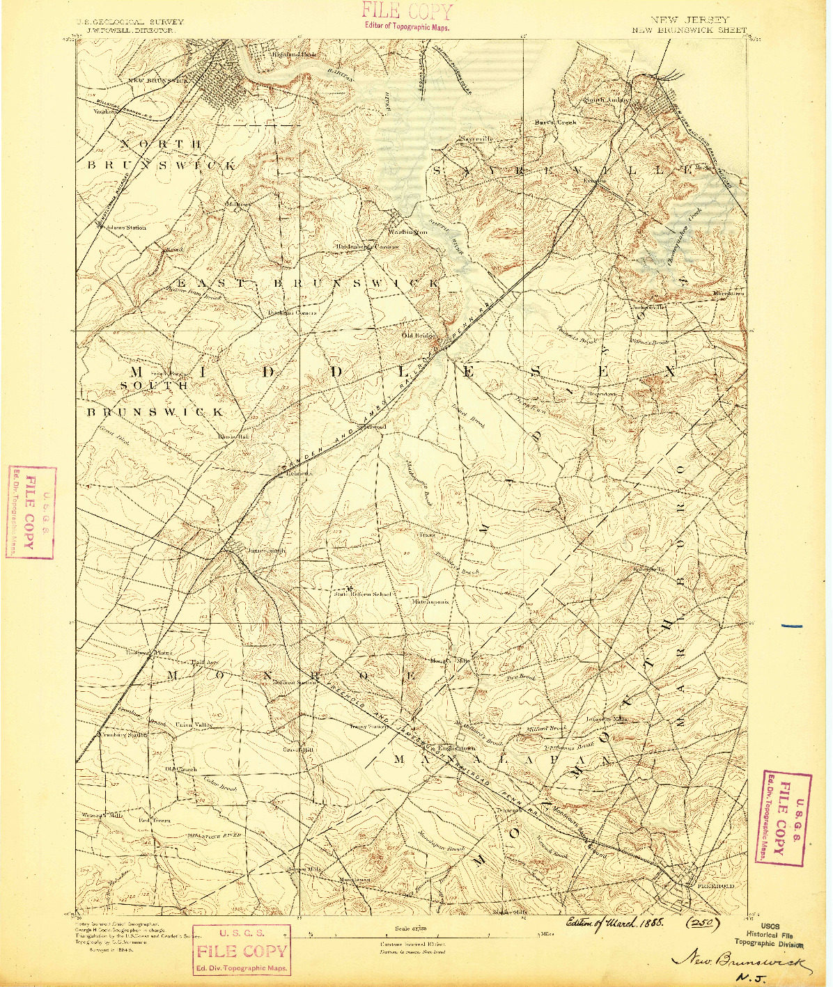 USGS 1:62500-SCALE QUADRANGLE FOR NEW BRUNSWICK, NJ 1888