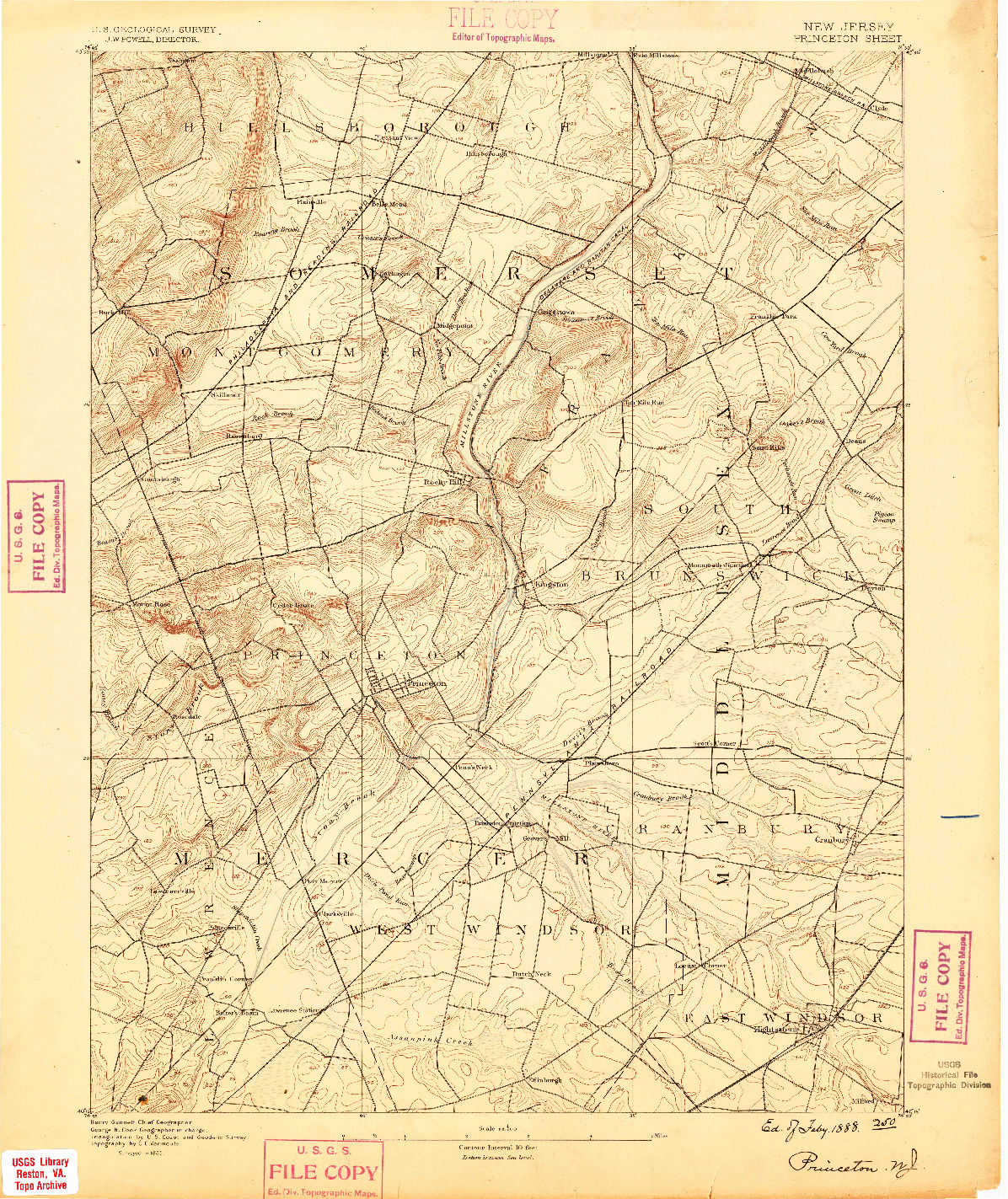 USGS 1:62500-SCALE QUADRANGLE FOR PRINCETON, NJ 1888