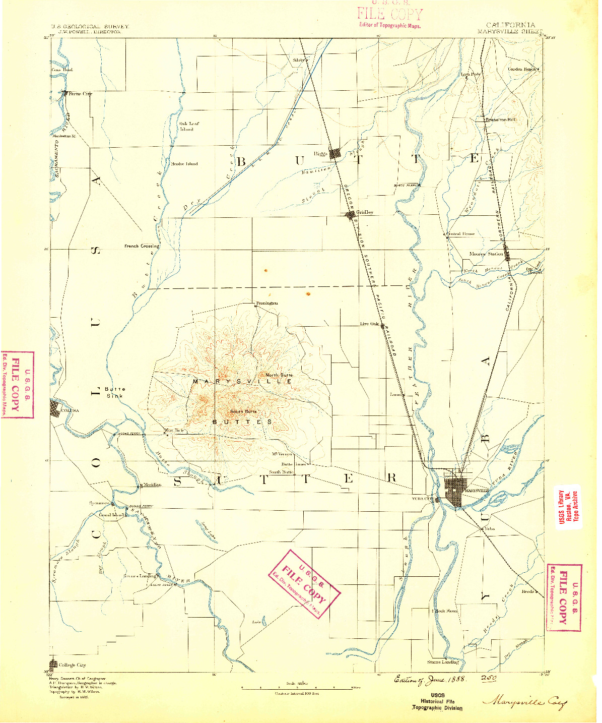 USGS 1:125000-SCALE QUADRANGLE FOR MARYSVILLE, CA 1888