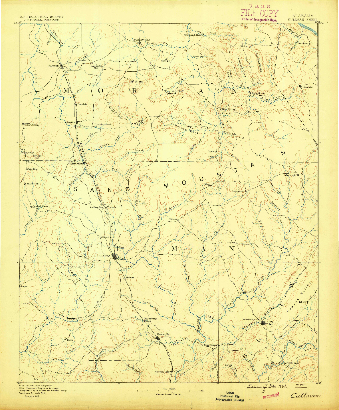 USGS 1:125000-SCALE QUADRANGLE FOR CULLMAN, AL 1888