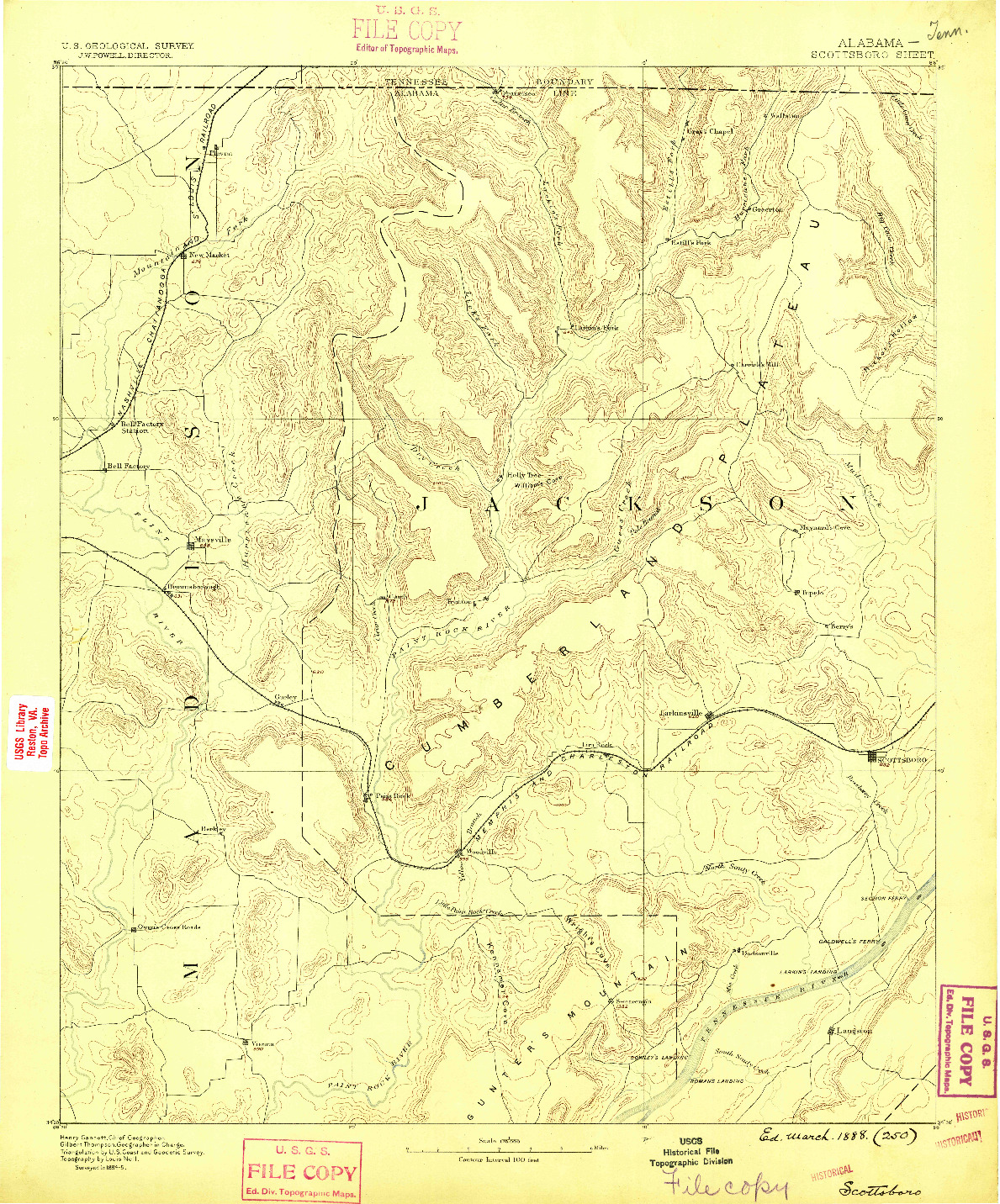 USGS 1:125000-SCALE QUADRANGLE FOR SCOTTSBORO, AL 1888