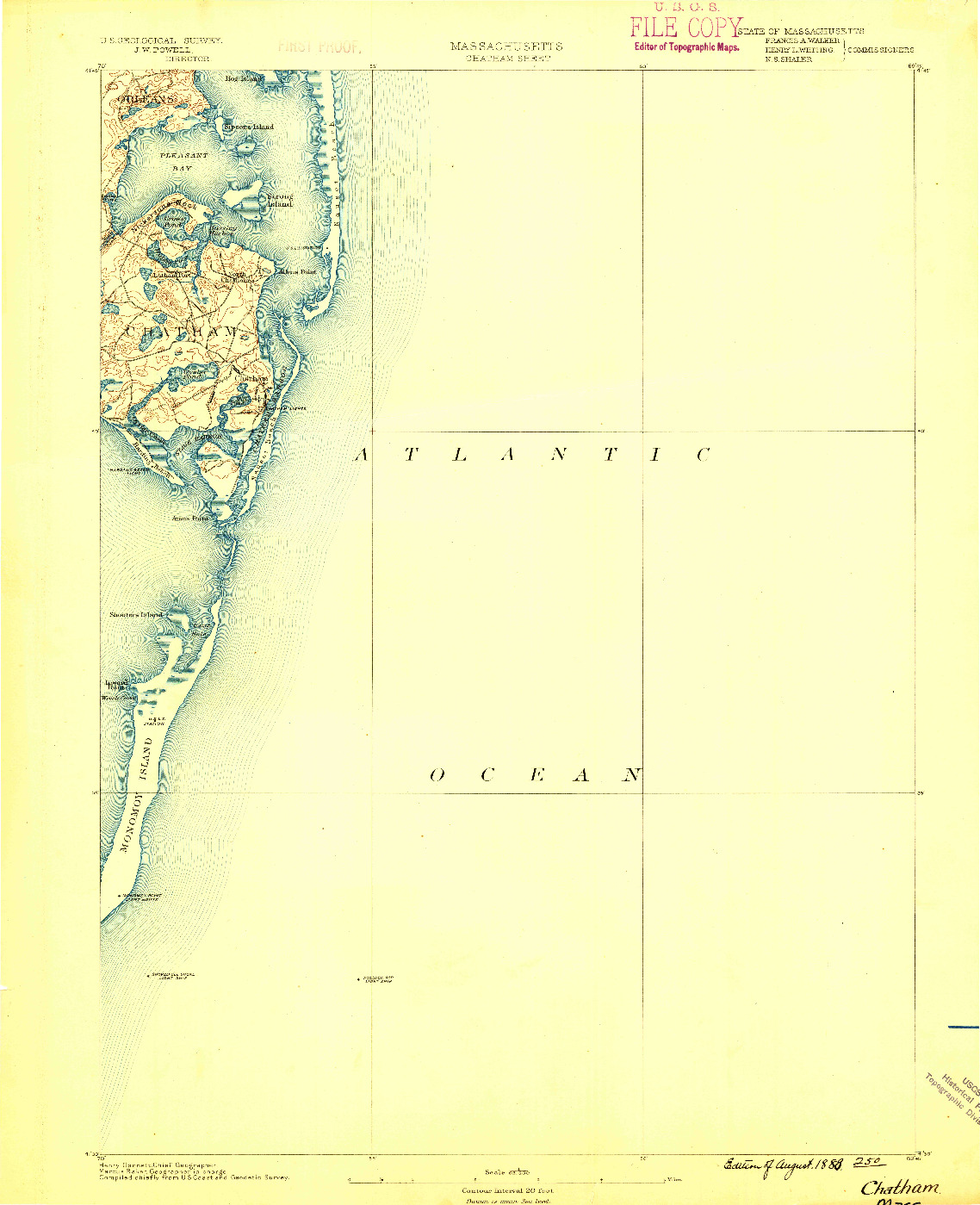 USGS 1:62500-SCALE QUADRANGLE FOR CHATHAM, MA 1888