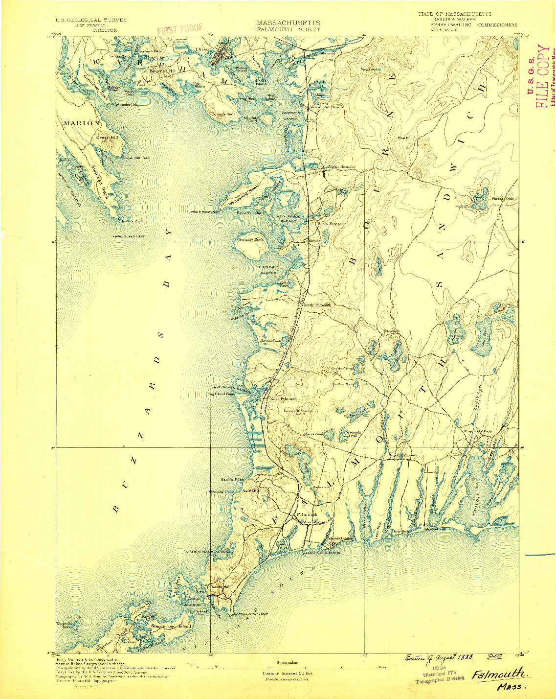 USGS 1:62500-SCALE QUADRANGLE FOR FALMOUTH, MA 1888