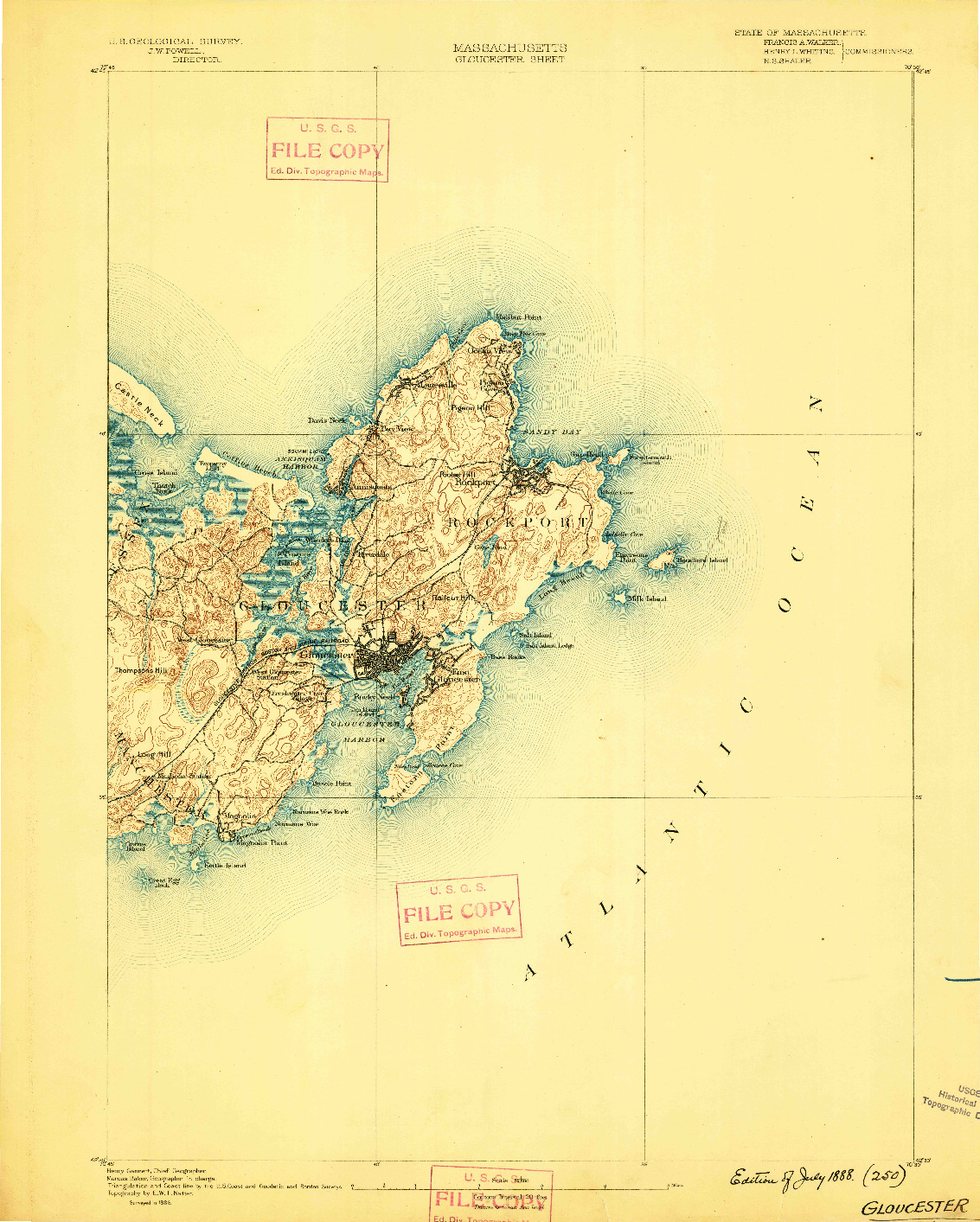 USGS 1:62500-SCALE QUADRANGLE FOR GLOUCESTER, MA 1888
