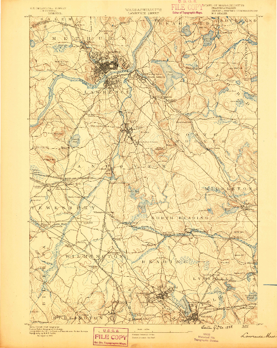 USGS 1:62500-SCALE QUADRANGLE FOR LAWRENCE, MA 1888