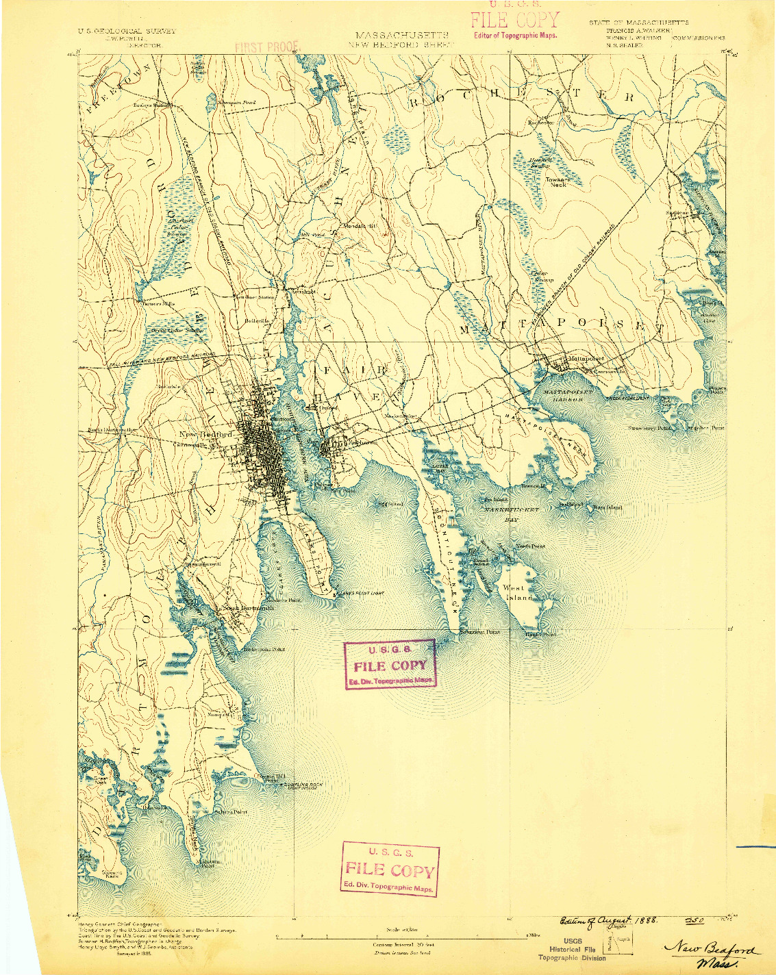 USGS 1:62500-SCALE QUADRANGLE FOR NEW BEDFORD, MA 1888