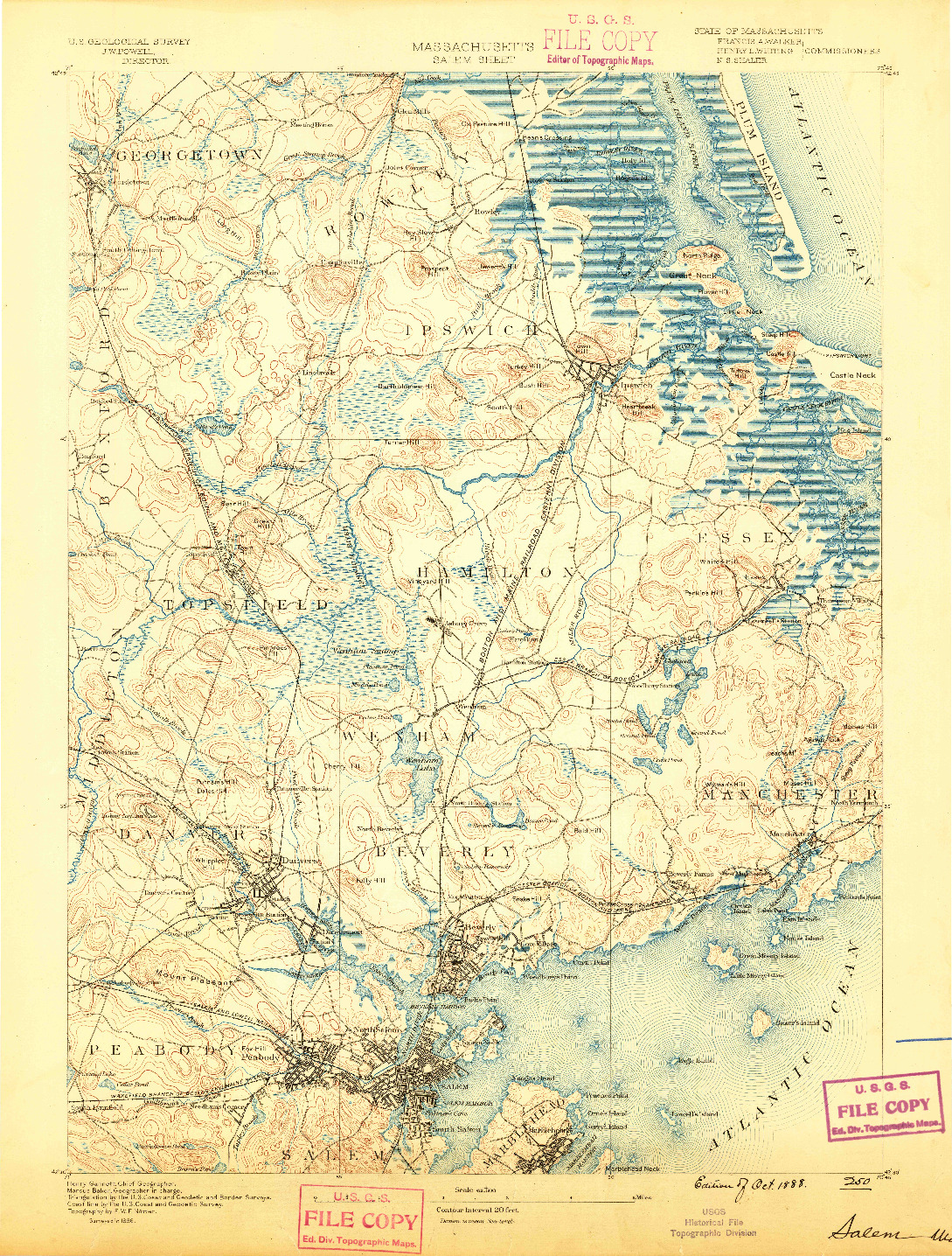 USGS 1:62500-SCALE QUADRANGLE FOR SALEM, MA 1888