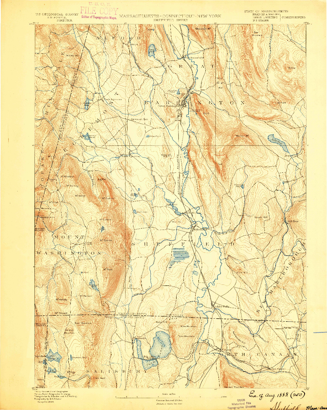 USGS 1:62500-SCALE QUADRANGLE FOR SHEFFIELD, MA 1888
