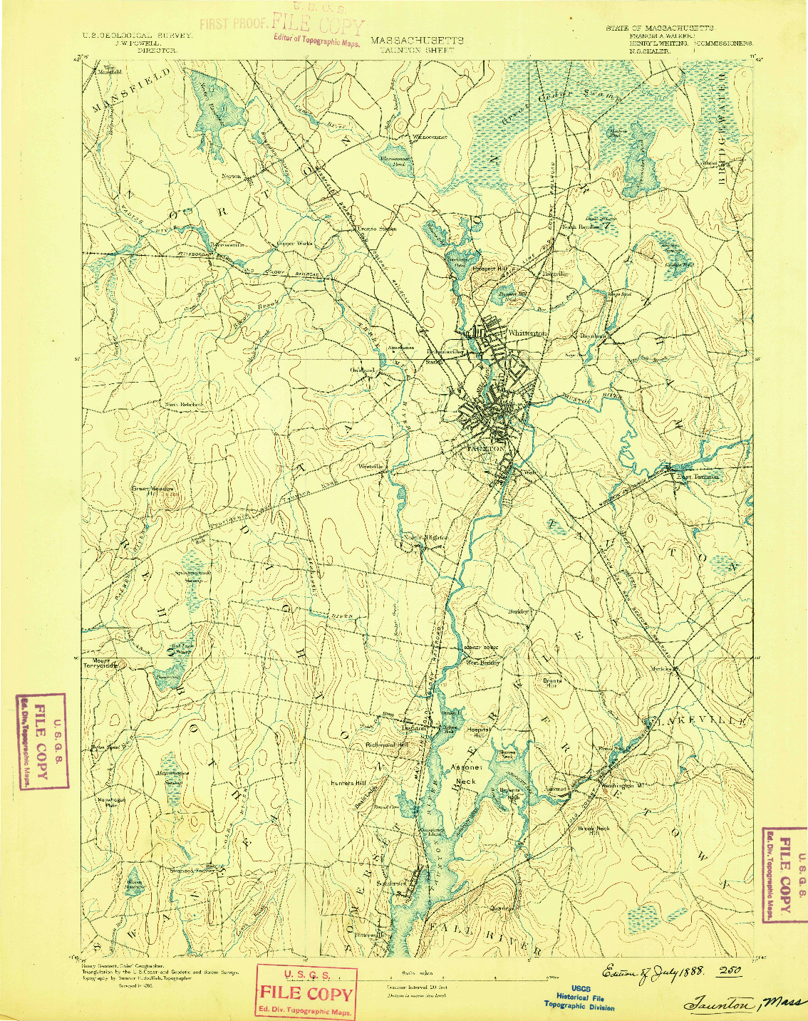 USGS 1:62500-SCALE QUADRANGLE FOR TAUNTON, MA 1888