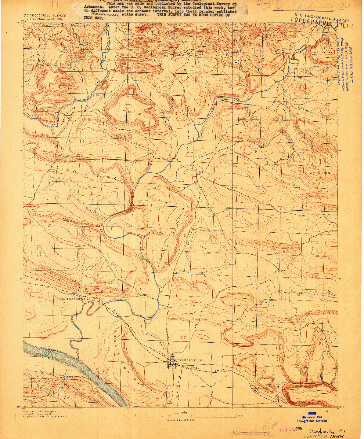 USGS 1:62500-SCALE QUADRANGLE FOR DARDANELLE #1, AR 1888