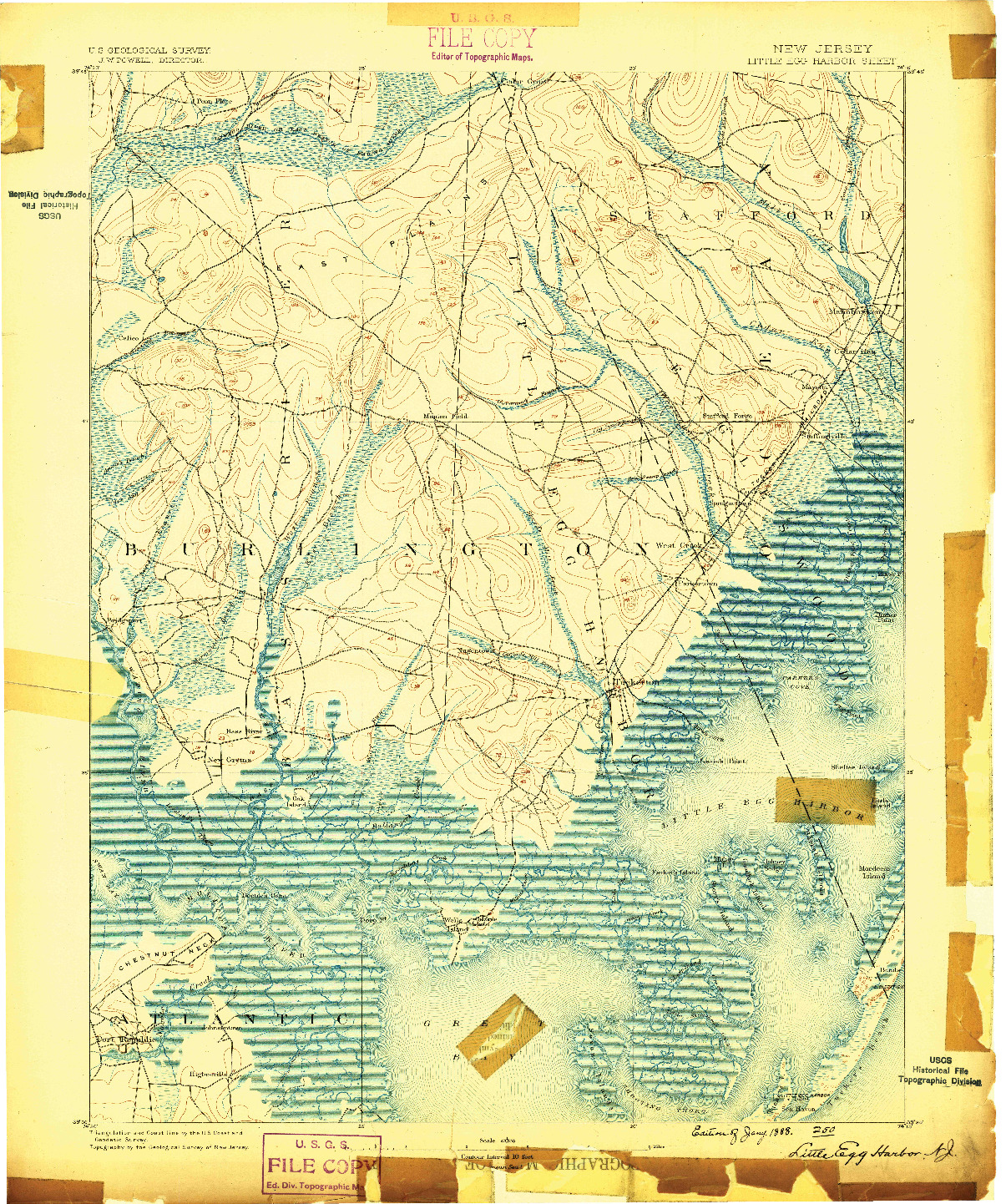 USGS 1:62500-SCALE QUADRANGLE FOR LITTLE EGG HARBOR, NJ 1888