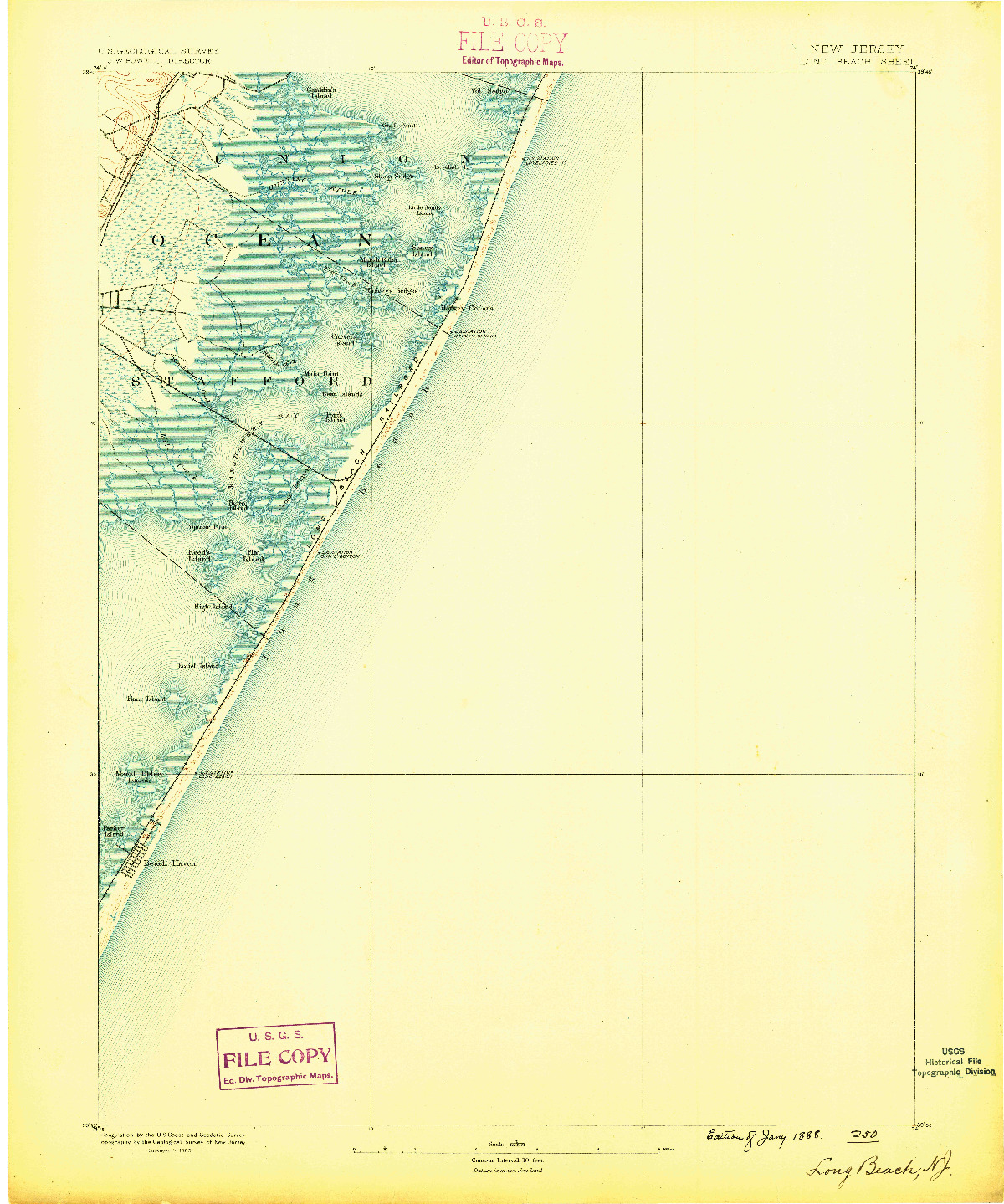 USGS 1:62500-SCALE QUADRANGLE FOR LONG BEACH, NJ 1888