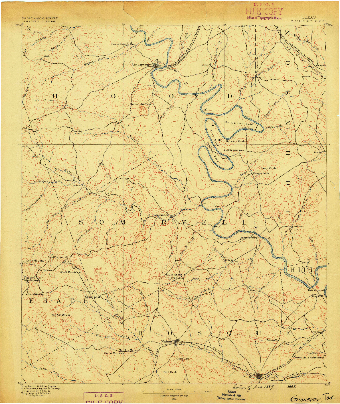 USGS 1:125000-SCALE QUADRANGLE FOR GRANBURY, TX 1889