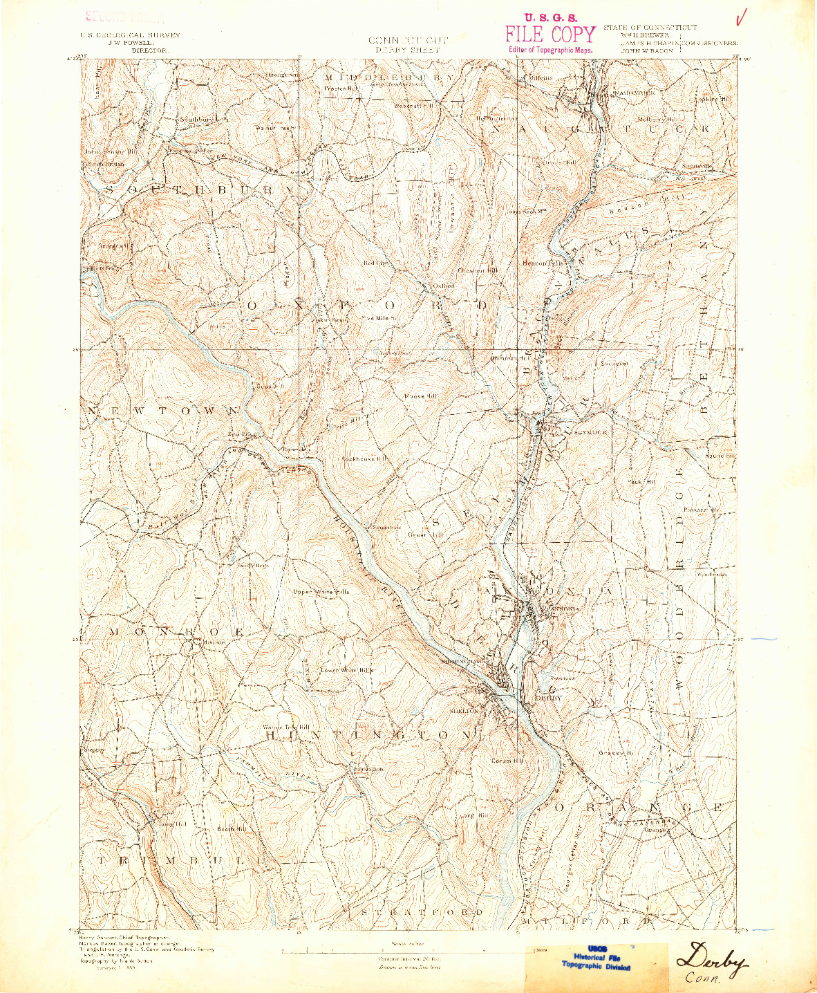 USGS 1:62500-SCALE QUADRANGLE FOR DERBY, CT 1889