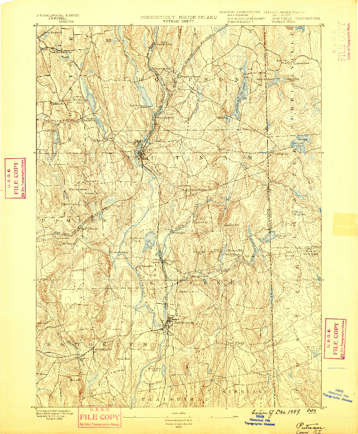 USGS 1:62500-SCALE QUADRANGLE FOR PUTNAM, CT 1889