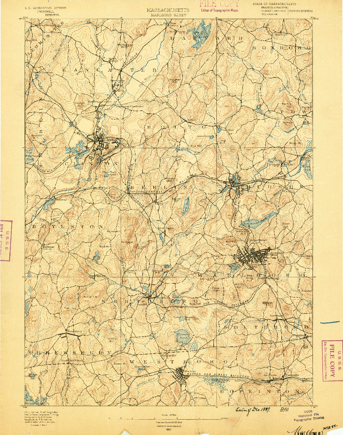 USGS 1:62500-SCALE QUADRANGLE FOR MARLBORO, MA 1889