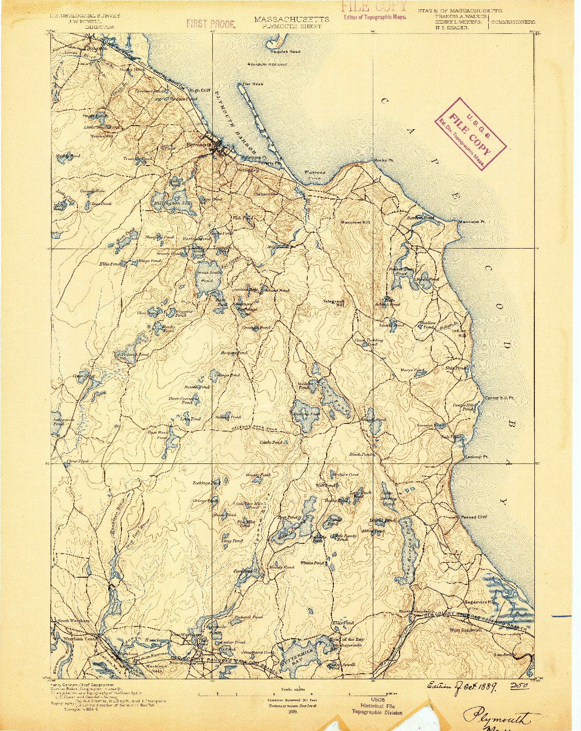 USGS 1:62500-SCALE QUADRANGLE FOR PLYMOUTH, MA 1889
