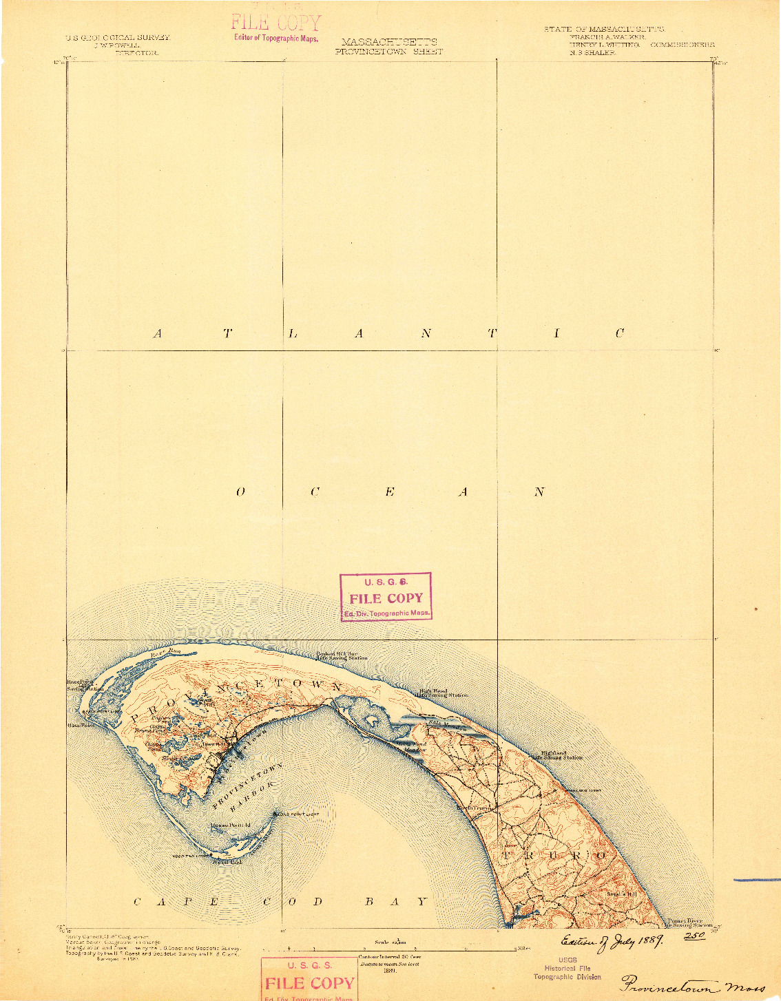 USGS 1:62500-SCALE QUADRANGLE FOR PROVINCETOWN, MA 1889