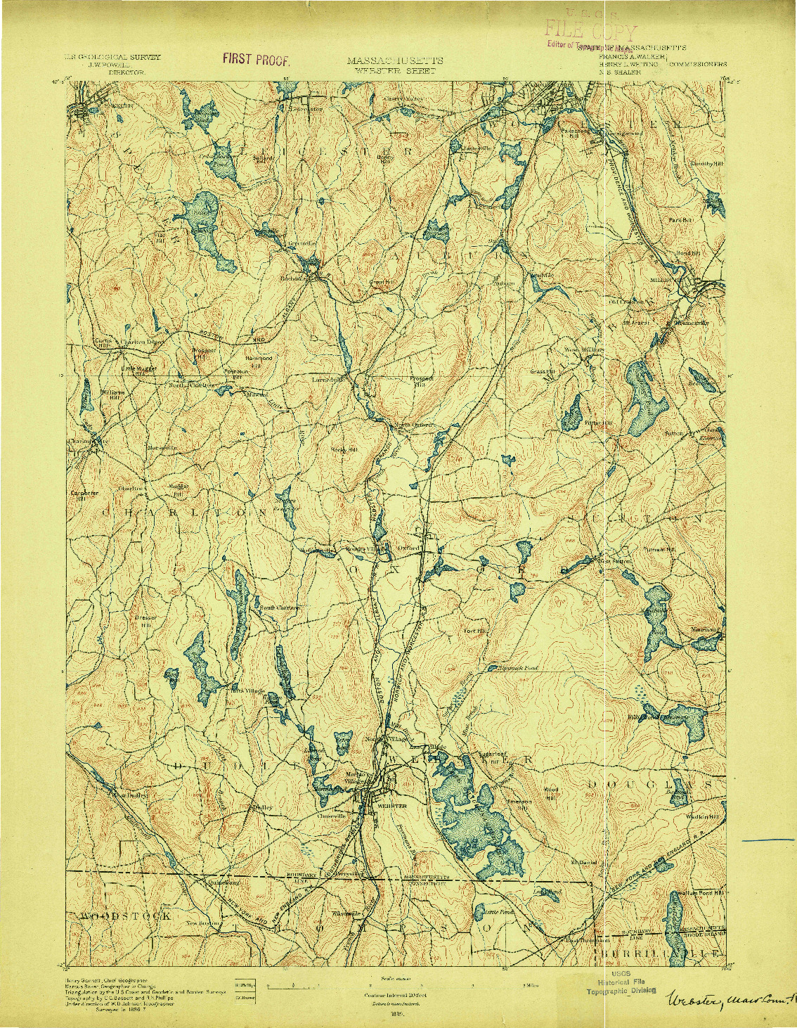 USGS 1:62500-SCALE QUADRANGLE FOR WEBSTER, MA 1889