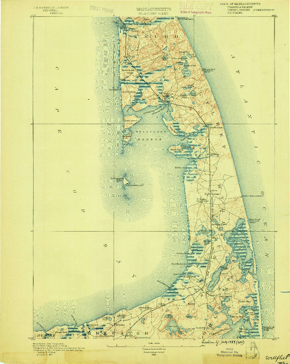 USGS 1:62500-SCALE QUADRANGLE FOR WELLFLEET, MA 1889