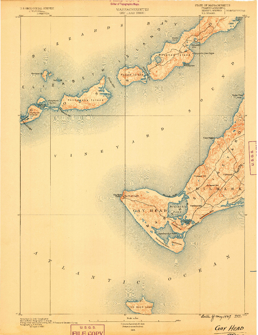 USGS 1:62500-SCALE QUADRANGLE FOR GAY HEAD, MA 1889