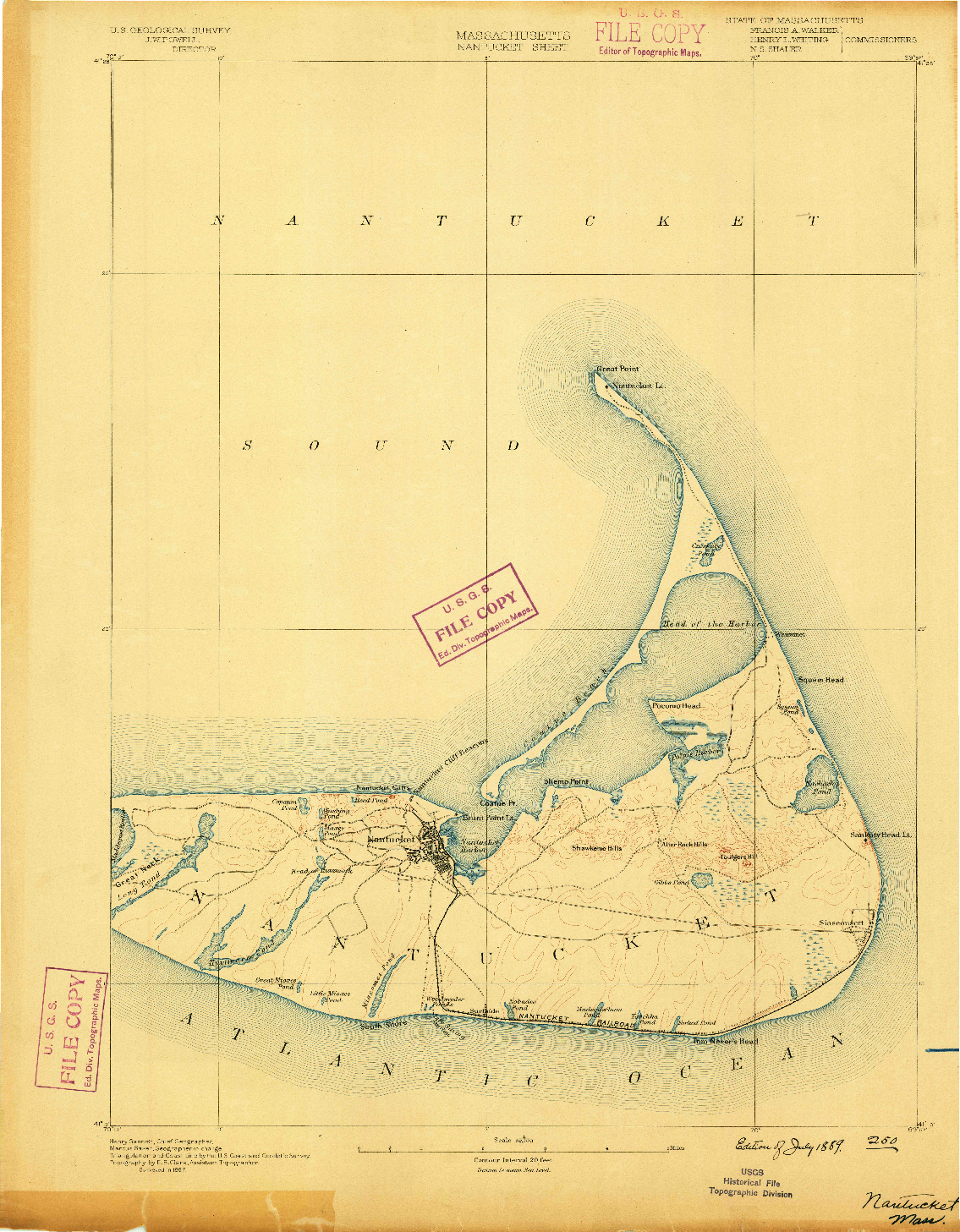 USGS 1:62500-SCALE QUADRANGLE FOR NANTUCKET, MA 1889